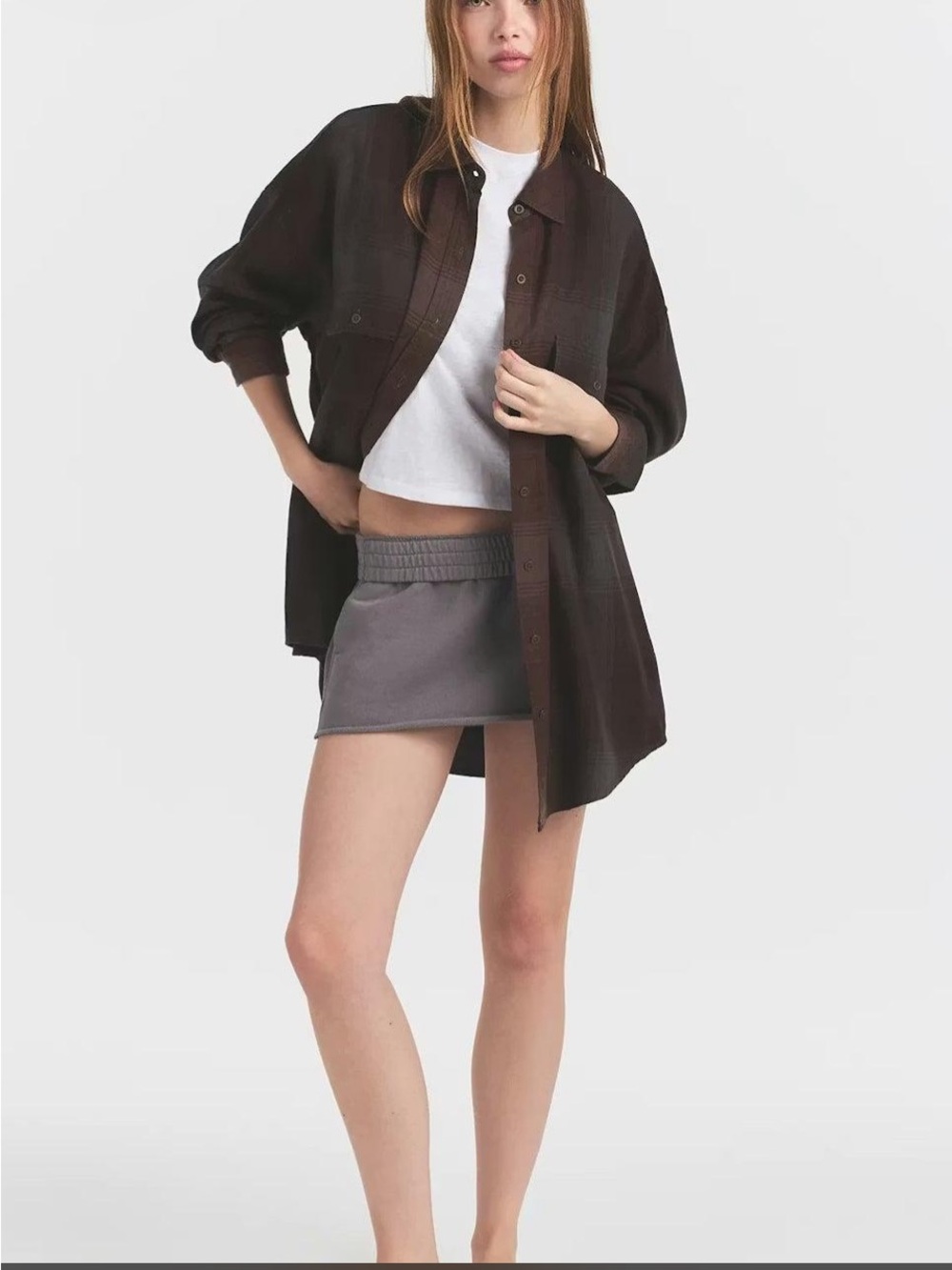 SKIMS Dark Brown Button-Down Overshirt